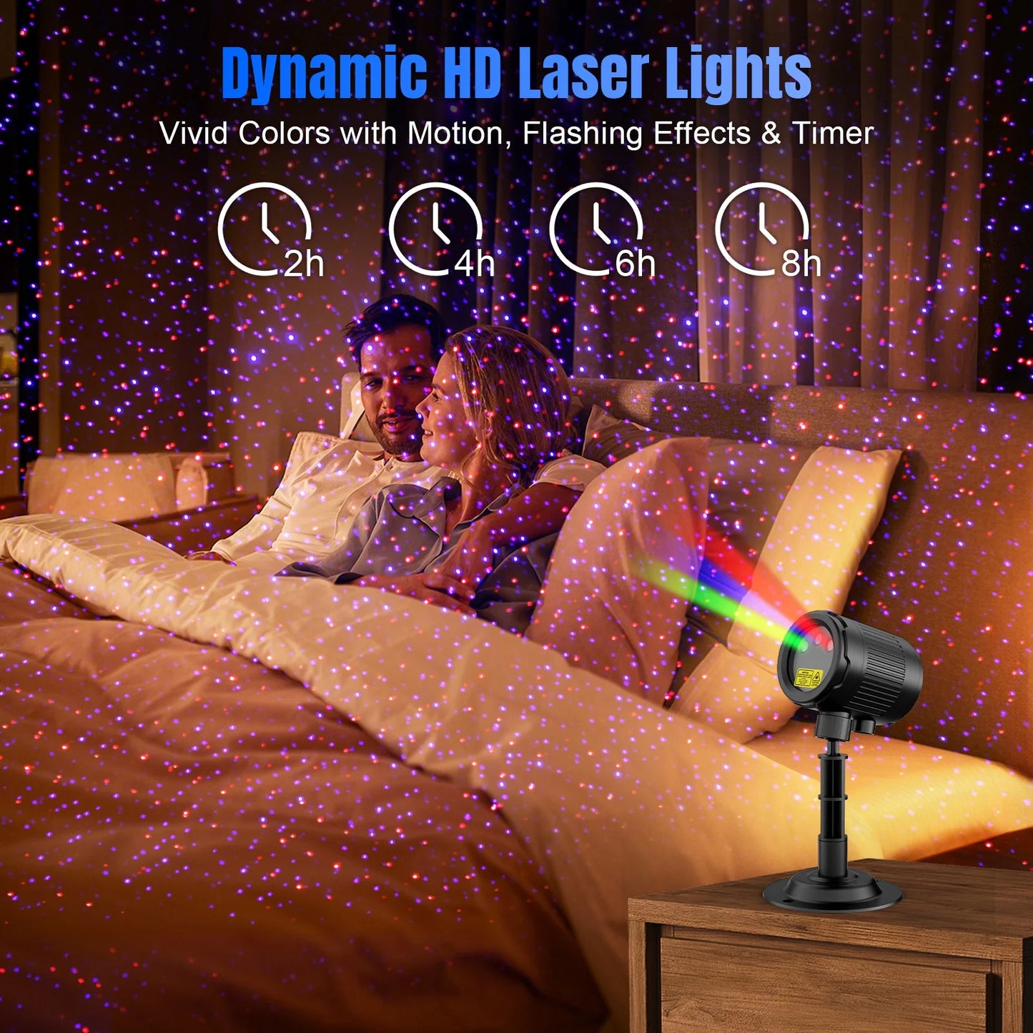 Christmas Laser Stars Projector Lights, RGB 3 Modes, Remote Control, IP65 Waterproof, with Timer Decor for Outdoor Party Xmas Home